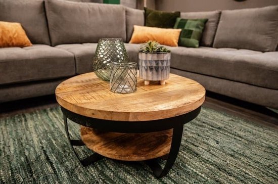 HUUS Table basse Edith - Table d'intérieur en manguier - 90x90x42 cm