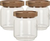 Set de 3 bocaux/boîtes de conservation cuisine luxe en verre 400 ml - Bidons alimentaires de conservation avec couvercle hermétique - Dimensions : 9 x 10 cm