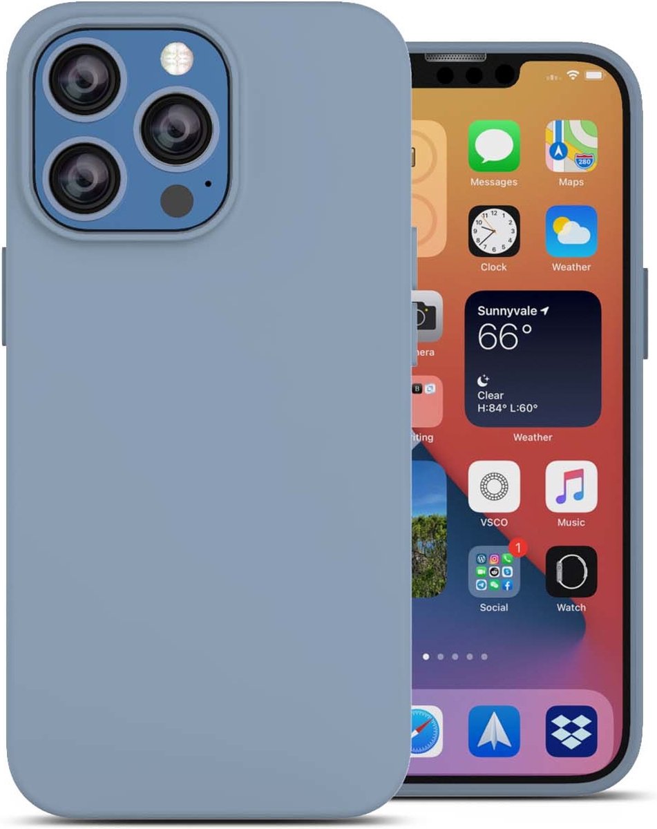 Hoesje Geschikt voor iPhone 13 Pro Max backcover liquid siliconen hoesje - Graniet Grijs