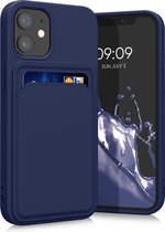Coque kwmobile pour Apple iPhone 12 mini - Coque pour téléphone avec porte-cartes - Coque pour smartphone en bleu foncé