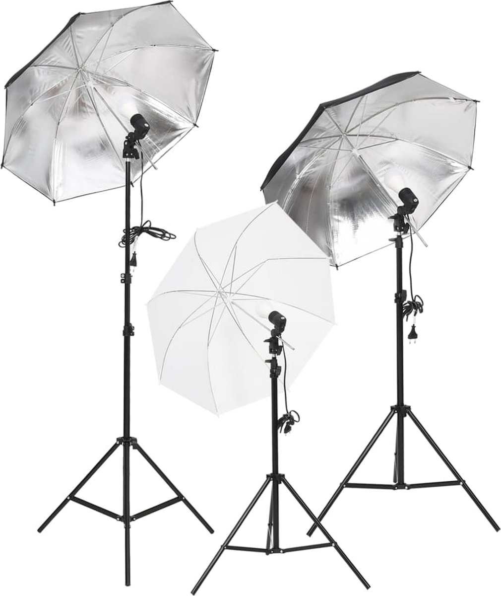 VidaLife Studioverlichtingsset met statieven en paraplu's