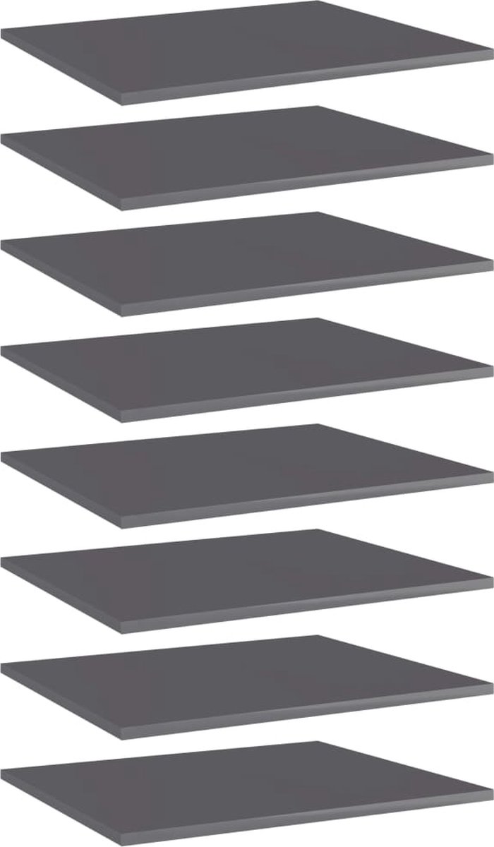 VidaLife Wandschappen 8 st 60x50x1,5 cm spaanplaat hoogglans grijs