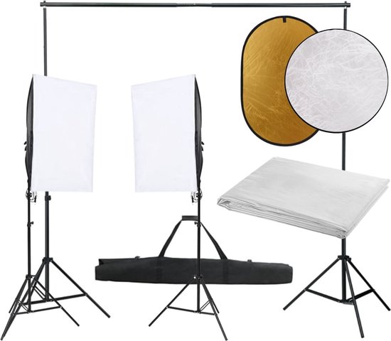 Foto: Vidaxl fotostudioset met verlichtingsset achtergrond en reflector