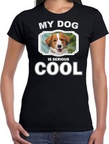 Kooikerhondjes honden t-shirt my dog is serious cool zwart - dames - Kooiker liefhebber cadeau shirt 2XL