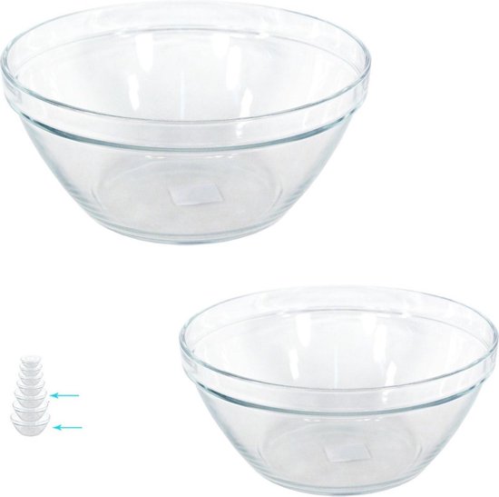 glazen mengkommen met deksels Set van 3 (1 l, 2,5 l, 4,2 l), ideaal voor het bewaren