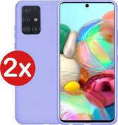 Samsung A71 Hoesje - Samsung Galaxy A71 Hoes Siliconen Case Hoes Cover - Lila - 2 PACK