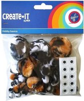 Creat It Animal Mix Pompoms + Oogjes 75 Stuks