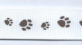 SR1224/05 Ribbon white/printed paw brown 16mm 20mtr