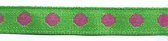 SR1208-05 Ribbon 10mm 20mtr with woven circles (05) green/pink