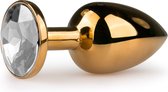 Bundle - Easytoys Anal Collection - Goudkleurige metalen buttplug met transparante steen met glijmiddel