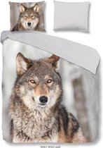 Good Morning Wolf - Flanel - Dekbedovertrek - Tweepersoons - 200x200/220 cm - Multi
