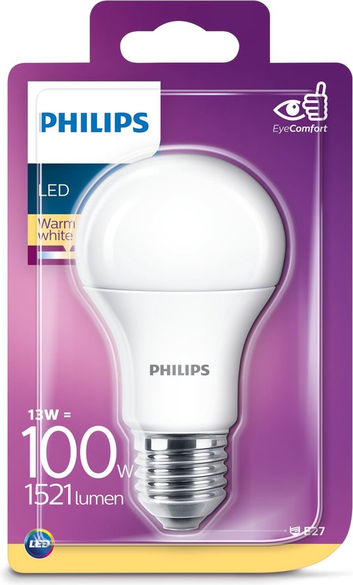 Gezichtsvermogen Gasvormig camera Philips LED lamp E27 13W 1521Lm peer mat | bol.com