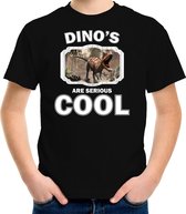 Dieren dinosaurussen t-shirt zwart kinderen - dinosaurs are serious cool shirt  jongens/ meisjes - cadeau shirt carnotaurus dinosaurus/ dinosaurussen liefhebber M (134-140)
