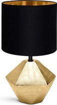 LED Tafellamp - Tafelverlichting - Aigi Uynimo - E14 Fitting - Rond - Mat Zwart/Goud - Keramiek