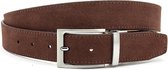 JV Belts Draaibare reversible riem suede bruin/zwart - heren en dames riem - 3.5 cm breed - zwart / bruin - Echt Suede leder - Taille: 105cm - Totale lengte riem: 120cm