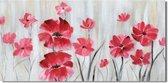 Schilderij bloemen roze rood 120x60 Handgeschilderd - Artello - handgeschilderd schilderij met signatuur - schilderijen woonkamer - wanddecoratie - 700+ collectie Artello schilderi
