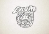Line Art - Hond - Staffordshire Bull Terrier - S - 45x49cm - EssenhoutWit - geometrische wanddecoratie