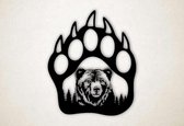 Wanddecoratie - Berenklauw met beer - S - 54x45cm - Zwart - muurdecoratie - Line Art