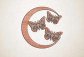 Wanddecoratie - Maan met vlinders - S - 45x45cm - Multiplex - muurdecoratie - Line Art