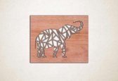 Line Art - Olifant vierkant 2 - XS - 24x30cm - Multiplex - geometrische wanddecoratie