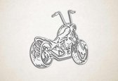 Wanddecoratie - Motor - S - 45x46cm - Wit - muurdecoratie - Line Art