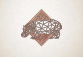 Line Art - Nijlpaard met achtergrond - M - 60x68cm - Multiplex - geometrische wanddecoratie