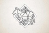 Line Art - Paard 1 met achtergrond - XS - 25x26cm - Wit - geometrische wanddecoratie