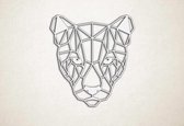 Line Art - Puma - S - 48x45cm - Wit - geometrische wanddecoratie