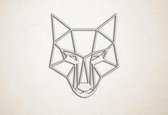 Line Art - Wolf 8 - XS - 30x25cm - EssenhoutWit - geometrische wanddecoratie