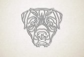 Line Art - Hond - Rottweiler 1 - M - 60x64cm - Wit - geometrische wanddecoratie