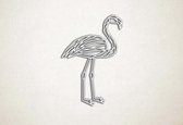 Line Art - Flamingo 4 - M - 89x60cm - Wit - geometrische wanddecoratie