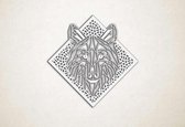 Line Art - Wolf 1 met achtergrond - XS - 25x25cm - Wit - geometrische wanddecoratie