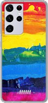 6F hoesje - geschikt voor Samsung Galaxy S21 Ultra -  Transparant TPU Case - Rainbow Canvas #ffffff