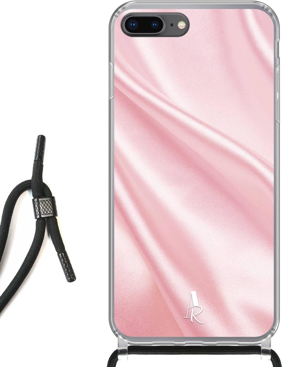 iPhone 8 Plus hoesje met koord - Pink Satin