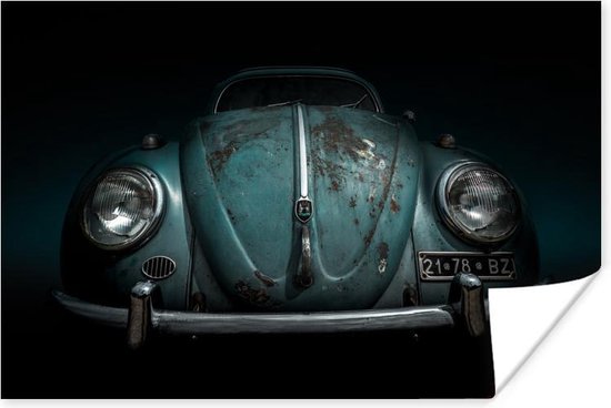 lijst Etna kapsel Roestige klassieke Kever auto 90x60 cm - Foto print op Poster (wanddecoratie  woonkamer... | bol.com