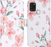 iMoshion Design Softcase Book Case Samsung Galaxy A21s hoesje - Blossom Watercolor White