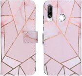 iMoshion Design Softcase Book Case Huawei P30 Lite hoesje - Pink Graphic