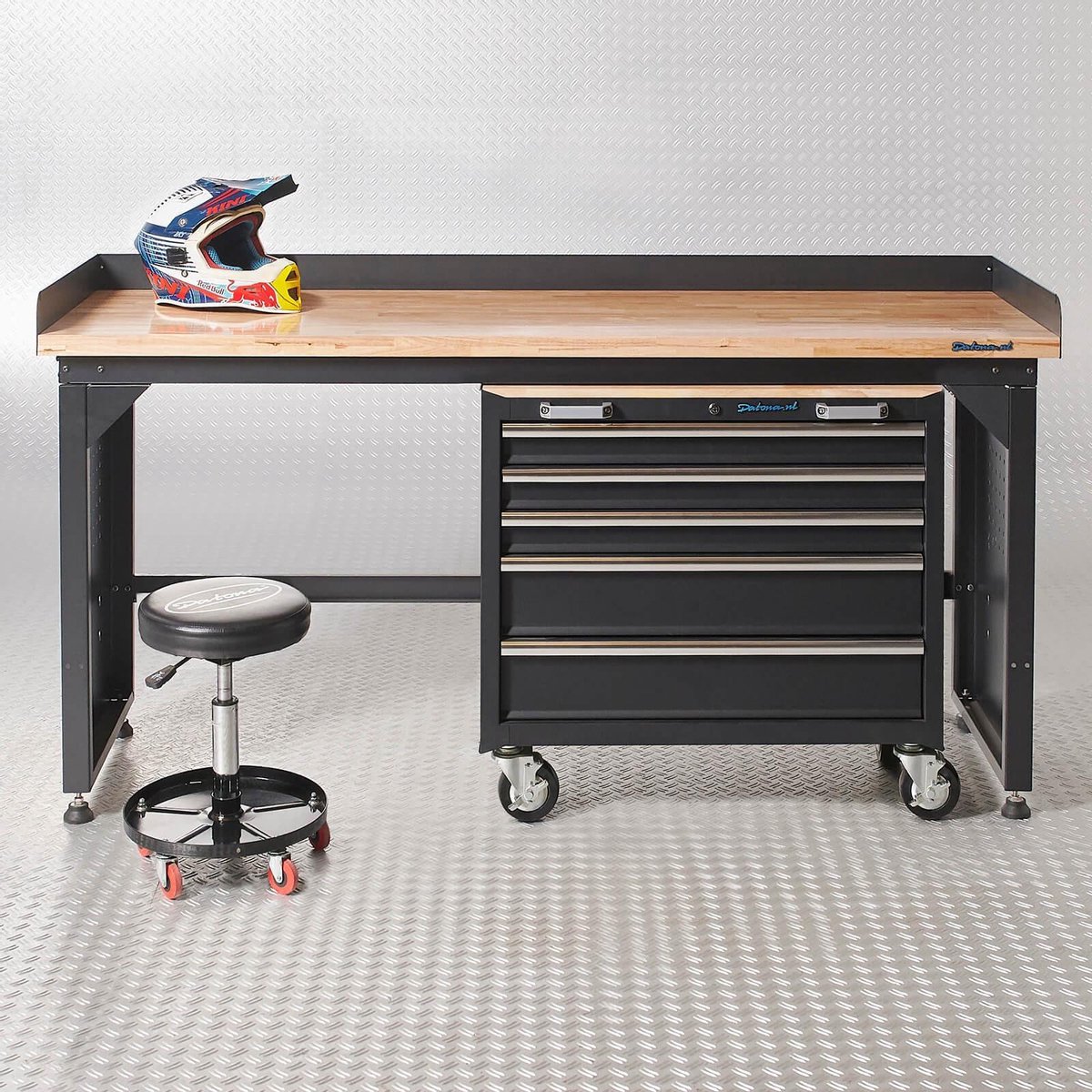 Werkbank PRO - bamboe werkblad - legbord - 150 cm - blauw