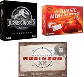 Spellenset - 3 stuks - Jurassic World the boardgame & De slimste Mens Ter Wereld & Expeditie Robinson De Eilandraad