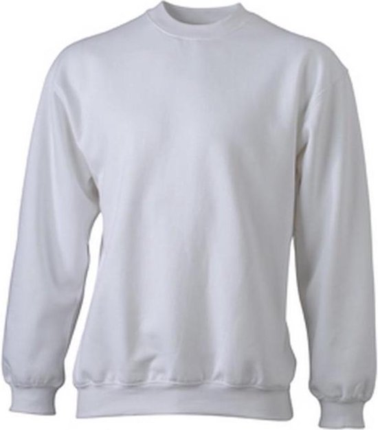 James and Nicholson Unisex Round Heavy Sweatshirt (Wit)