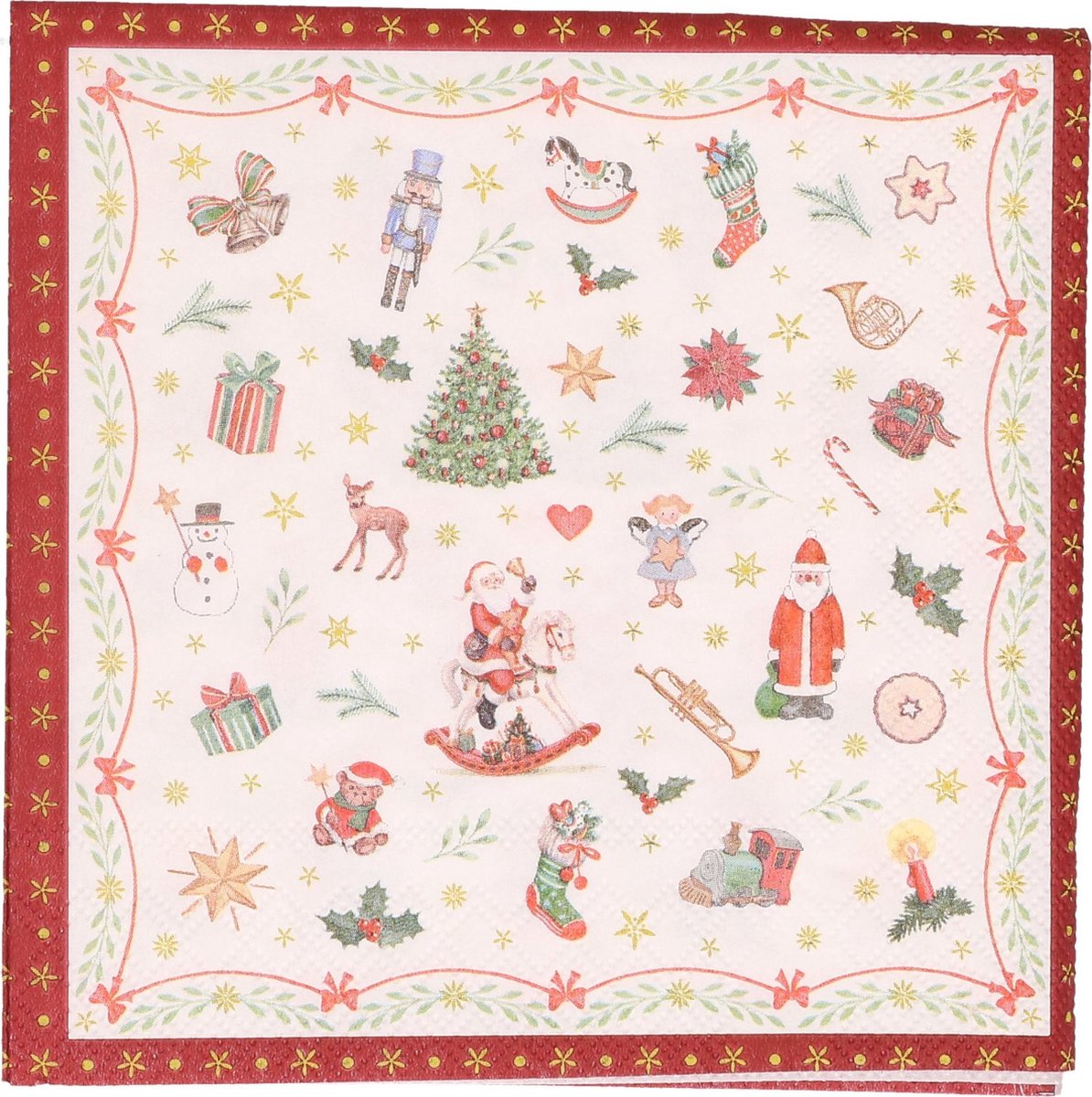 20x Kerst thema servetten met kerstfiguren/kerst plaatjes 33 x 33 cm - Papieren kerstservetten - Papieren wegwerpservetten 3-laags