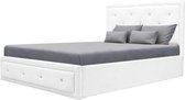 Gewatteerd bed voor volwassenen 140 x 190 cm - Zwarte imitatie - Inclusief boxspring - VIRGINIA