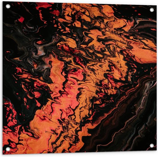 Tuinposter – Abstracte Lava Rivier - 80x80cm Foto op Tuinposter  (wanddecoratie voor buiten en binnen)