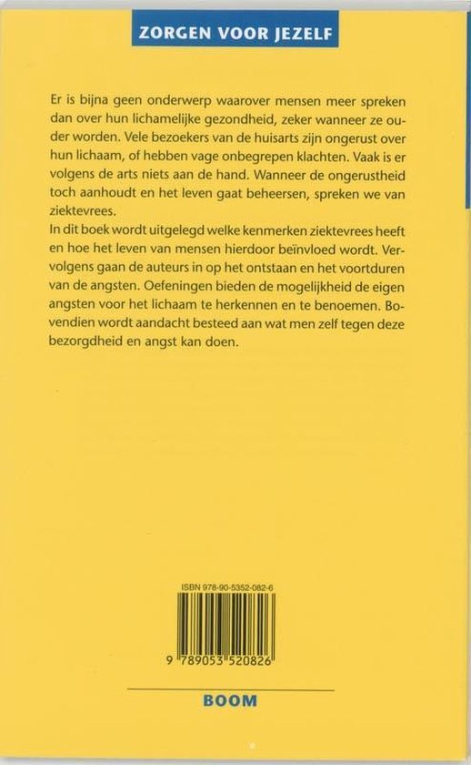 Achterkant van het boek "Dokter, het is toch niets ernstigs?", met tekst en ISBN.