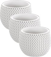 3x Stuks ronde witte Splofy kunststof bloempotten/plantenpotten 1,4 liter - 18 cm - binnen/buiten decoratie