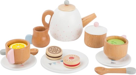 bol.com | houten theeservies - Theeset voor kinderen - wit - 17 stuks -  Houten speelgoed vanaf 3...