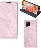 Flip Case Geschikt voor Samsung Galaxy A42 Smart Cover Marble Pink