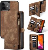 CaseMe - Hoesje geschikt voor Apple iPhone 12 Mini - 2 in 1 Wallet Book Case - Bruin
