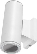 LED Tuinverlichting - Buitenlamp - Aigi Wally Up and Down - GU10 Fitting - 2-lichts - Mat Wit - Rond - Aluminium - BES LED