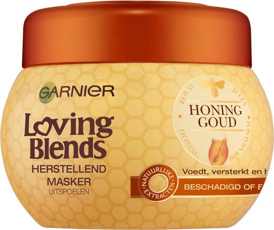 Garnier Loving Blends Honing Goud Herstellend Masker - 3 x 300 ml - Voordeelverpakking - Beschadigd of Breekbaar haar